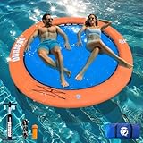 Aufblasbare Wasserhängematte, Rundes Schwimmdock, Schwimmring für See & Pool, Großes Familien-Insel-Float für Mehrere Personen & Partys, Für 2~3 Personen, Inkl. Pumpe & Zubehör
