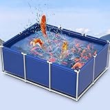Faltbarer Fischteich aus Segeltuch, Fischteich aus PVC-Segeltuch mit Stahlrahmen, Zierschwimmbecken für Aquarien mit Ablassventil, Zuchtwassertank für Koi, Goldfische, Fischteich im Freien