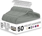Utopia Home - Antirutsch-Kleiderbügel aus Samt - rutschfeste und strapazierfähige Kleiderbügel aus Samt - Stark genug, Jacken und Pullover zu halten (Grau, 50er-Pack)