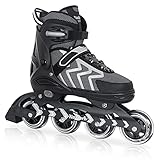 Nattork Adjustable Blades Rollschuhe für Erwachsene Frauen und Männer, Outdoor Indoor Black Inline Skates für Jungen, Anfänger, Größe 42-45