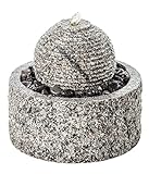 Dehner Gartenbrunnen Bern inkl. LED-Beleuchtung, warmweiß, Ø 42 cm, Höhe 45 cm, Granit, grau/weiß