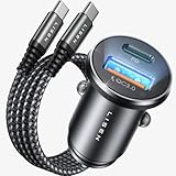 LISEN Zigarettenanzünder USB C Auto Ladegerät 48W PD&QC3.0 KFZ Schnellladung Mit 12v USB Steckdose Mini Metall USB Adapter Auto, für Samsung S23 Pixel Android iPad iPhone 15 Pro Max 14