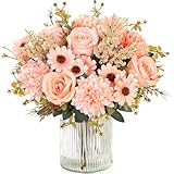 MEIVINES Künstliche Blumen Kunstblumen Wie Echt Künstlich Blumenstrauß 2 Bündel Seide Kunstrosen Blumenstrauß Künstlich Seidenblumen Champagner Blumen für Hochzeit Partei Heim Küche Dekor