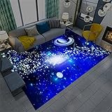 Star Galaxy Teppich, Wohnzimmerteppich Universum Planet Blau Lila Kinderteppich Junge Mädchen Raumdekoration Fußabtreter Badezimmermatte Flur Teppich Spielplatzteppich (Blau,80 x 160 cm)