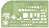 Linex 1258S Architekt-Universal-Schablone, Maßstab 1:50, Tuschenoppen, Symbole für Möbel, 200x115mm