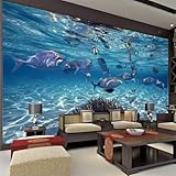 Unterwasserwelt Blauer Ozean Fisch 3D Tapete Poster Restaurant Schlafzimmer Wohnzimmer Sofa TV Dekorative Wand-200cm×140cm