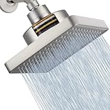URPIZY 6-Zoll-Regenduschkopf mit Filter: Hochdruck-Duschsystem mit Entchlorungsfunktion für gesünderes Haar und Haut, Abnehmbarer quadratischer Kopf in Chromoptik