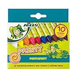 JOLLY Painty, dicke Wachsmalkreiden, 10 Farben, mit Papier umwickelt für sauberes malen, ungiftig