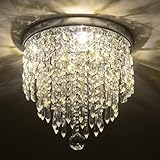 Depuley Kristall Kronleuchter Modern für Wohnzimmer: Lampe Deckenleuchte Kristalle mit Elegantem Design für Schlafzimmer Flur Küche - Silber Deckenlampe Kristall für Decke - G9-Kopf Kristall lampen