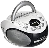 Majestic AH 2387R MP3 USB Tragbare Boombox mit CD/MP3-Player, USB-Eingang, Kassettenrekorder, Kopfhöreranschluss, ohne Radiofunktion, Weiß