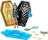 Monster High Puppe & Zubehör, Cleo De Nile Golden Glam Case Beauty Kit mit Tattoos, Aufklebern & Halskette für Kinder