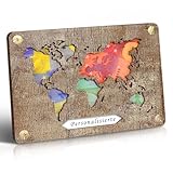 Frexpor Geldgeschenke Weltkarte Grußkarte Holz im Kleinforma für Männer und Frauen, Personalisierte Geld Geschenk Verpackung für Hochzeit, Geburtstag, Jugendweihe, Reise, Taufe, Konfirmation …