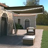 Gelenkarmmarkise Standmarkise Automatische Gartenmarkise Markise mit LED & Windsensor, Einziehbar Markise Sonnenmarkise Balkonmarkise Sonnenschutz Terrasse Garten, 400x350 cm Anthrazit