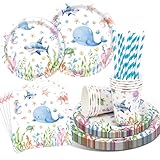 YEJIKJ Deko Geburtstag Partygeschirr Set, Pappteller Kindergeburtstag Deko, Pappteller Geburtstag Mädchen, Servietten,Strohhalmen,Bechern, Geburtstagsdeko Kinder für Party Deko(10 Gäste)