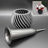 Grabvase mit Schmuckrosette Spiral (Anthrazit/Anthrazit) Stilvolles Design, Bio-Kunststoff, Spiralstruktur