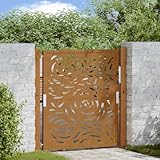 Gecheer Gartentor 105x105 cm Zauntor, Outdoor Tor, Eisentor, Sicherheitstor, Einfahrtstor, Metall Zauntor Wetterfester Stahl Flammen-Design,
