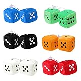 Mentin Würfel zum Aufhängen am Spiegel, Retro-Design, quadratisch, aus Plüsch, mit Punkten, für Auto, Dekoration, Geschenk, 2 Stück, Blau