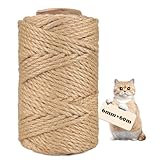 heuchaey Sisal Kratzbaum Schnur, 6MM x 60M, Sisalseil für Kratzbaum, Natur Sisal Seil für Katzen, Sisalseil für DIY, Dekoration, Katzenseilzubehör, Katzenspielzeug, Seil für Katzen
