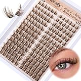 Braune Cluster Wimpern Wispy Wimpern Cluster Spikey Braun Wimpernverlängerung Natürlicher Look CD curl Cluster Wimpernverlängerung 10-16MM Einzelwimpern von Newcally