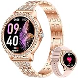 CIVO Smartwatch Damen Fitness Tracker: Roségold Rund Schrittzähler Wasserdicht Fitnessuhr - Blutdruckmessung Pulsuhr Smart Watch Kompatibel Android iOS Frauen