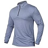 CARWORNIC Herren Langarmshirt Half Zip Sportshirt Laufshirt 1/4 Zip Pullover Leicht Atmungsaktiv Gym Jogging Trainingsshirt mit Stehkragen
