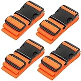 Gepäckgurte für Koffer – Orange, 4er-Pack – Premium-Nylongurte zur Gepäcksicherung – Längenverstellbar 1 – 2 Meter – von BlueCosto