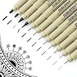 12Stks Schwarze Tinte Fineliner Stifte Set, 0.15-3mm Technisches Zeichnen Micro Stifte Ohne Auslaufen, wasserfeste Künstler Feine Zeichenstifte, Feine Spitze Stifte für Skizzen Illustrationen Comics