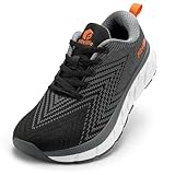 FitVille Extra Weite Laufschuhe Herren Joggingschuhe Gedämpft Sportschuhe Leicht Atmungsaktiv Turnschuhe Tennis Fitness Jogging Walkingschuhe,Schwarz mit Grau,47 EU,X-Weit