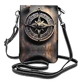 PHAYAH Magisches Design nordische Runen Kompass Kleine Crossbody Handy Geldbörse für Frauen, Mini-Schultertasche Geldbörse mit Kreditkartenfächern, Schwarz, Einheitsgröße