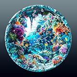 Puzzle 1000 Teile Erwachsene, Klassische Puzzles Runden, Visuell 3D Meeresboden Puzzles, 67.5 x 67.5cm Jigsaw, Blaue Papierkarte Einzigartige 1000 Puzzle für Familie Freunde