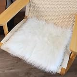 Cumay Teppich Kunstfell Fell-Teppich, Flauschiger Schaffell Lammfell Fellteppich Waschbar,Für Wohnzimmer Schlafzimmer, Stuhl,Bett,Sofa Deko Dekofell 45x45cm