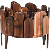 200cm Länge 20cm Höhe Rollborder Flexibler Holzzaun, LAVANE Braun Kiefernholz Beeteinfassung Rasenkante Palisade Umzäunung Gartenzaun mit Steck, Zuschneidbar Zaunpfosten für Obstgärten Beete Wege