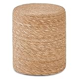 Mxfurhawa Pouf Ottomane, natürlicher Seegras-Fußhocker, handgewebte runde Fußstütze, Poof Pouffe Akzentstuhl mit Holzrahmen für Wohnzimmer, Schlafzimmer (Brown)