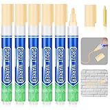 Flintronic Fugenstift, Fugen zur einfachen Anwendung, Fugenstift Fugenmörtel mit Ersatzspitze, Fugenstift in tönt zementäre Fugen ein, Fugen Reparatur Marker für Fliesen(6 Stück- Creme farben)