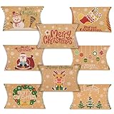 COLOFALLA 24 Stück Weihnachten Geschenkbox Klein Kraftpapier Weihnachten Geschenkschachtel Geschenkkarton Weihnachten Weihnachten Merry Christmas Süßigkeiten Box für Weihnachten Geschenke