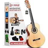 Pyle Gitarre, ¾- Akustik Gitarre, Kindergitarre- Inkl. Stimmgerät, Gigbag, Nylonsaiten, Plektrum & Gurt, 91,4cm- Guitar- für Anfänger & Einsteiger, ¾ Gitarre- aus natürlichlichem Holz, Rechts