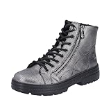 Rieker Damen N0031 Schnürstiefel, Silber/Platin, 42 EU