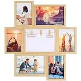 Bear&Cubs Bilderrahmen Collage - Set verschiedene Größen 10x15, 13x18 & 15x20 cm – Fotocollage für mehrere Fotos in Holzoptik Beige, Holz - MDF mit Echtglas – Wanddeko Wohnzimmer, Schlafzimmer & Büro