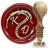 gravurART Personalisierter Siegelstempel mit 2 Initialen und Zierrand Drache - Deine Einladungen, Briefe oder Geschenke zur Hochzeit und Save the Date mit Siegel personalisiert