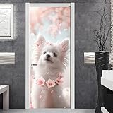 Türtapete Selbstklebend 3D 70X200 Netter Hund Türposter Fototapete Türfolie Poster Tapete 3D Türaufkleber Diy Türbild,Pvc Tapete Zimmerdekoration