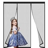 Fliegengitter Magnetvorhang für türen 80x205cm Automatisches Schließen Insektenschutz für,Magnetverschluss,Passt Türgröße bis zu Schwarz