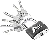 AGT Vorhängeschloss: Vorhänge-Schloss aus Aluminium, Messing & Stahl, 43 mm, 6 Schlüssel (Vorhängeschloss mit Schlüssel, Keller-Türschloss, Zylinderschloss)