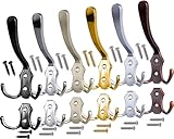 Stahlia Garderobenhaken CHROM-MATT (5 Stück) Haken zum Schrauben vintage Kleiderhaken Garderobe LANG Haken für Garderobe Metallhaken