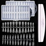 480 Stück Press On Nails, 2 Boxen Transparent & Halbmatte Soft Gel Nail Tips, Vollständige Abdeckung, Mandelform, Französische Nägel, Ideal für DIY, Nagelstudio, Verlängerung (2 Nagelfeilen inklusive)