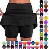 Outlet Damen Sale Strand Must Haves Rock Mit Hose Drunter Kurz 2 In 1 Shorts Rock Farbverlauf Druck Tennis Rock Mit Short Integriert Sportrock Tennisrock Hosen Damen Sommer Must Have
