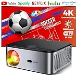 XIWBSY Beamer 4K, 20000 Lumen LED Beamer Android, Full HD 1080P Bluetooth Beamer, LED Heimkino Video Beamer 300 '' Display, Eingebaute APP/WiFi Mirroring Smart Projektor