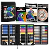 KALOUR PDAS 112 Zeichenset, Skizzierset, Pro Art Supplies mit 3-Farben-Skizzenbuch und Malbuch, Neon, farbig, Aquarell, Metallic, Graphit, Kohlestifte, Geschenk für Künstler, Erwachsene, Teenager