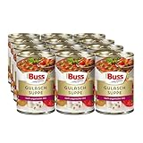 Buss Klassische Suppen - Herzhafte Gulaschsuppe mit Rindergulasch - Suppe ungarischer Art mit Paprika, Champignons & Zwiebeln - Schnelle Fertiggerichte zum Aufwärmen in Mikrowelle & Topf - 12 x 400g