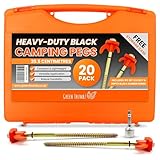 Green Thumbz Schwere Zeltheringe - 20er-Pack Heringe Zelt aus Metall, Markisenhaken fur den Außenbereich - Verzinkte Heringe Camping, Schraubheringe fur Harten Boden und Steckdose fur Bohrer (17cm)