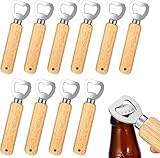 Flaschenöffner, 10 Stück Natur Holzgriff Bier Flaschenöffner mit Tragbare Lochdesign Edelstahl Kapselheber Großes Geschenke für Männer Weihnachts Neujahrs Party
